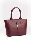 Women's Burgundy Minimalist Tote Handbag - image 1
