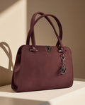 Women's Burgundy Structured Top Handle Handbag - image 1