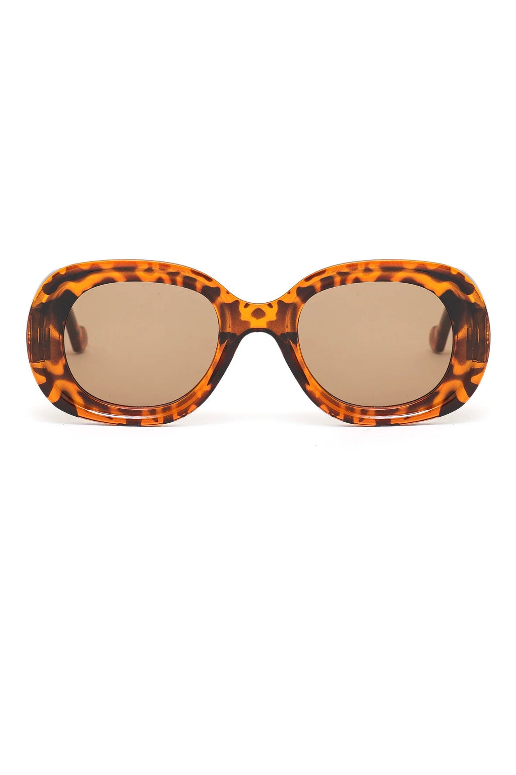 Women's Brown Tortoiseshell Oval Sunglasses