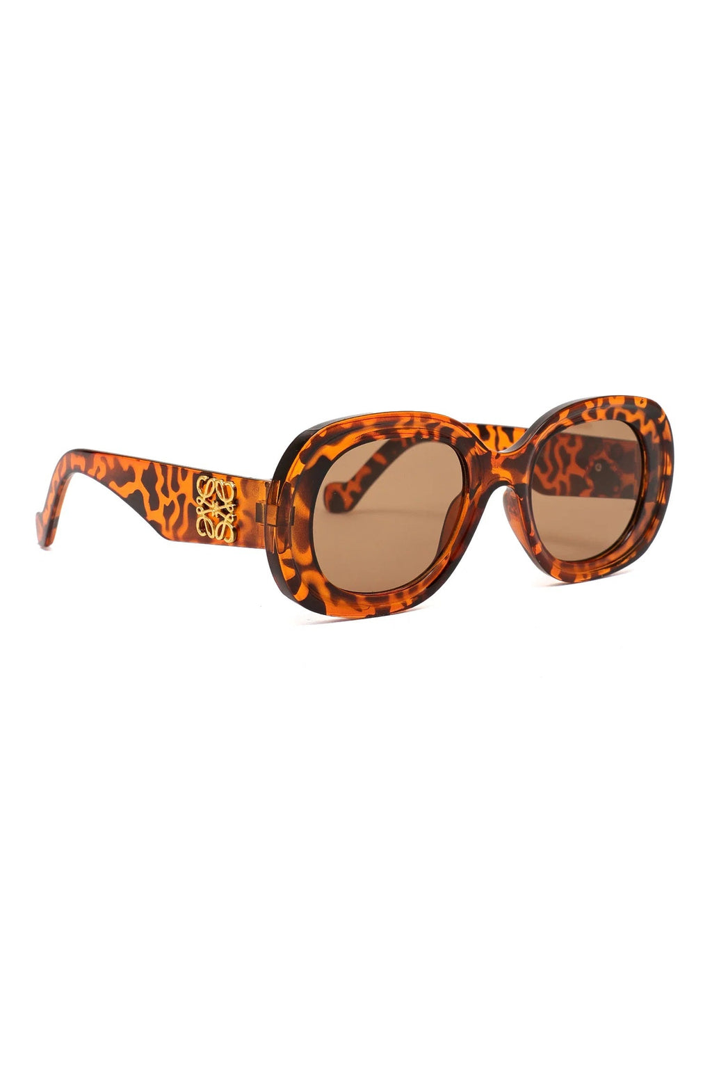 Women's Brown Tortoiseshell Oval Sunglasses